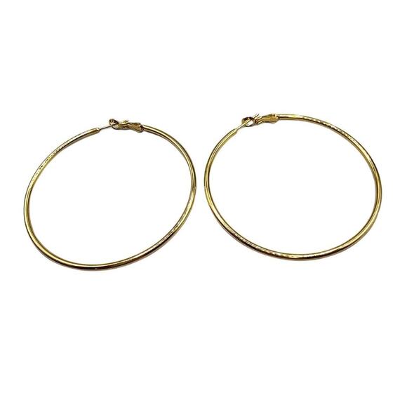 Modern Hoop Pierced Earrings Statement Fashion Open Work Dangle Gold Tone - Picture 1 of 9